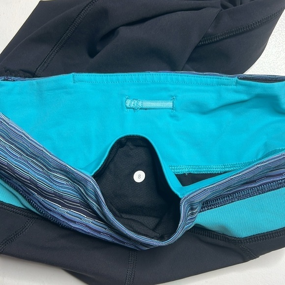 Lululemon Inspire Tight II in Black/Space Dye Twist Naval Blue Peacock Blue Sz 8 - Picture 5 of 15